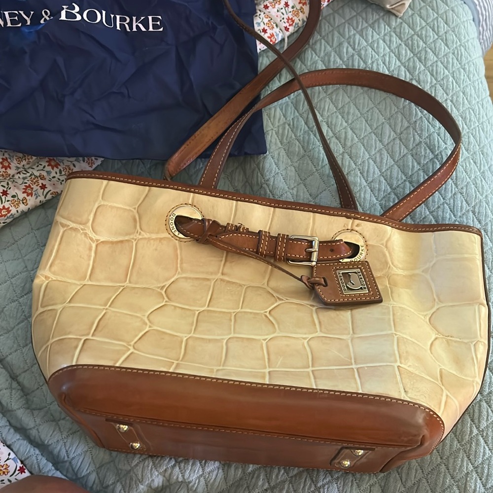 Dooney & Bourke Cream Croc-Embossed Tote
